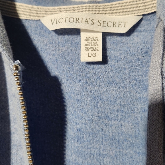 Victoria's Secret Embroidered Blue Zip Up Hoodie Size Large EUC - Picture 4 of 4